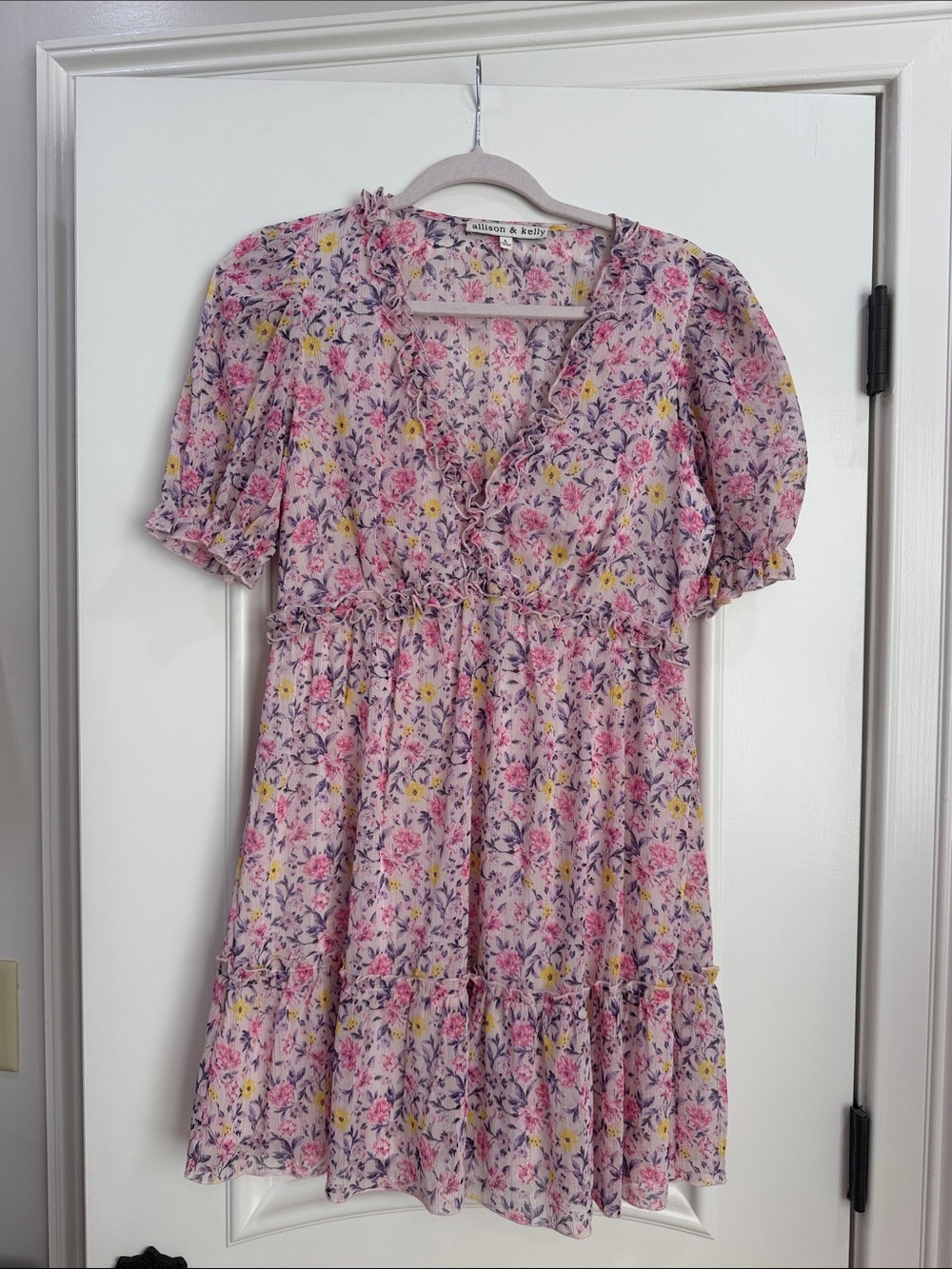 Pink Floral Ruffle-Trim women’s' Dress